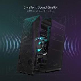 img 1 attached to 🎧 Redragon GS510 Waltz RGB Desktop Speakers - 2.0 Channel PC Computer Stereo Speaker with 4 Colorful LED Backlight Modes, Enhanced Bass, Easy-Access Volume Control - USB Powered with 3.5mm Cable