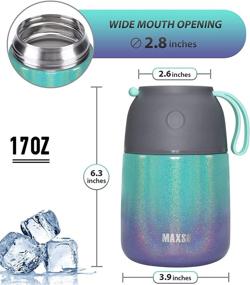 img 2 attached to 🍱 17 Oz Stainless Steel Vacuum Insulated Lunch Container Hot Food Jar - Bento Lunch Box for Kids & Adults, with Spoon - Ideal Food Thermos for School, Office, Picnic & Travel