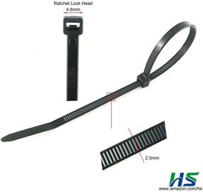 img 3 attached to 🔒 HS Durable Plastic Zip Ties 4 Inch (Bulk-1000 Pack) Small Zip Ties Thin 18 lb Self-Locking Nylon Ties for Electronics Organization, Wire Zip Ties in Black