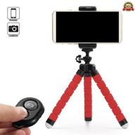 compact red cell phone tripod with bluetooth remote shutter - perfect for iphone 8/7/6 plus, samsung & camera mount holder - portable and versatile octopus adapter selfie stick clamp attachment for travel and filming logo