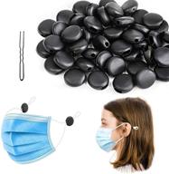 🔒 100pcs black silicone cord locks for masks - adjustable rope toggles, non-slip stopper fixing buckles, suitable for adults and kids logo