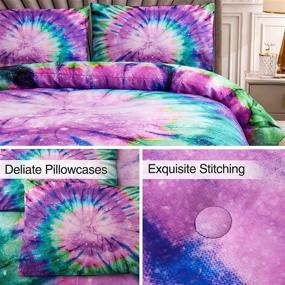 img 2 attached to 🌌 Twin Size Purple Tie Dye Galaxy Comforter Set - Colorful Boho Bedding, Psychedelic Swirl Pattern, Boys and Girls Quilt Sets - Dimensions: 68-by-88-inches