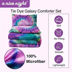 img 3 attached to 🌌 Twin Size Purple Tie Dye Galaxy Comforter Set - Colorful Boho Bedding, Psychedelic Swirl Pattern, Boys and Girls Quilt Sets - Dimensions: 68-by-88-inches