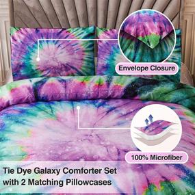 img 1 attached to 🌌 Twin Size Purple Tie Dye Galaxy Comforter Set - Colorful Boho Bedding, Psychedelic Swirl Pattern, Boys and Girls Quilt Sets - Dimensions: 68-by-88-inches