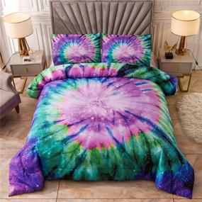 img 4 attached to 🌌 Twin Size Purple Tie Dye Galaxy Comforter Set - Colorful Boho Bedding, Psychedelic Swirl Pattern, Boys and Girls Quilt Sets - Dimensions: 68-by-88-inches