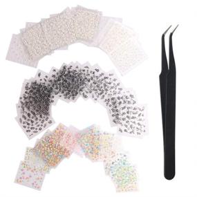 img 4 attached to 💅WOKOTO 90-штук самоклеящихся цветных наклеек для ногтей с 3D дизайном, декорированных цветными наклейками с изображением цветов в черно-белом стиле, включая 1 антистатические щипцы