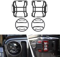 🔦 rt-tcz front & tail lights guard kit for jeep wrangler 2018-2021 jl jlu - non-led version - anti-dust & protect frame bezel - plain black logo