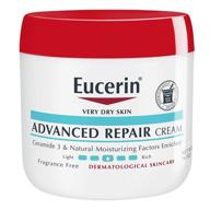 крем eucerin advanced repair: великолепный увлажняющий крем для очень сухой кожи 🧴 с содержанием церамидов 3 и натуральных увлажняющих факторов, без аромата - банка 16 унций логотип