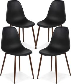 img 4 attached to 🪑 Set of 4 EdgeMod Landon Sculpted Black Dining Chairs