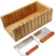 🛁 premium soap cutting tool set: wooden loaf cutter mold + 2 pcs straight wavy stainless steel cutter slicer logo