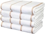 🏖️ arkwright white beach towels (30x60, 4-pack) – soft 100% cotton pool & bath towels with horizontal beige stripes logo