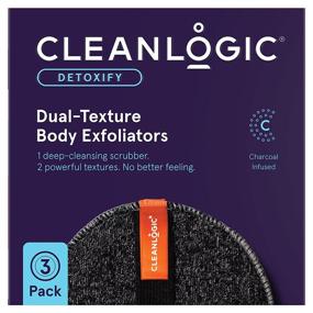 img 3 attached to 🧼 Detoxify Purifying Charcoal Infused Exfoliator Round Body Scrubber by Cleanlogic - Pack of 3