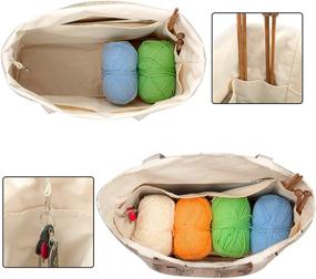img 4 attached to YARWO Tree Knitting Bag with Small Zipper Pouch - Optimized 🧶 Yarn Tote for Needles, Skeins of Yarn, and Knitting Supplies On-The-Go (Patented Design)