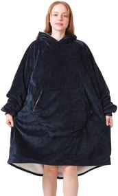 img 4 attached to Cozy Oversize Hoodie: Big Wearable Warm Blanket Sweatshirt for Women and Men with Plush Sherpa Fleece, Sleeves, and Giant Pocket