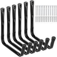 🏄 wall mounted utility hanging rack for surfboard, ladder, and kayak - heavy duty giant garage storage hook set of 6 (10" j hook, black) logo