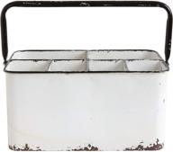 🔲 creative co-op distressed metal caddy enamel finish with black rim and 6 compartments, 11" l x 6-1/4" w x 9" h, white - versatile organizer with rustic charm логотип