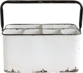 img 4 attached to 🔲 Creative Co-Op Distressed Metal Caddy Enamel Finish with Black Rim and 6 Compartments, 11" L x 6-1/4" W x 9" H, White - Versatile Organizer with Rustic Charm