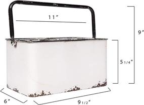 img 1 attached to 🔲 Creative Co-Op Distressed Metal Caddy Enamel Finish with Black Rim and 6 Compartments, 11" L x 6-1/4" W x 9" H, White - Versatile Organizer with Rustic Charm