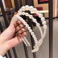 💍 aoxmas 3pcs white faux pearl hairbands: elegant bridal hair hoop and floral wedding hair accessories for women and girls logo