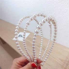 img 3 attached to 💍 Aoxmas 3pcs White Faux Pearl Hairbands: Elegant Bridal Hair Hoop and Floral Wedding Hair Accessories for Women and Girls