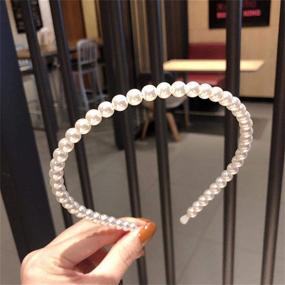 img 1 attached to 💍 Aoxmas 3pcs White Faux Pearl Hairbands: Elegant Bridal Hair Hoop and Floral Wedding Hair Accessories for Women and Girls