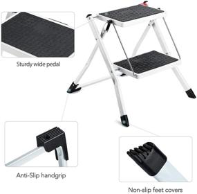 img 2 attached to 🪜 ACSTEP Folding Steel Step Stool - Anti-Slip One-Step Foot Stool for Kids, Adults, Seniors - Sturdy & Wide Pedal - Foldable Step Ladder for Home, Kitchen, Bathroom, RV - Max Load 300 lbs