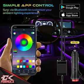 img 1 attached to 🚗 CK Formula Interior Car Lights - LED Light Strips for Cars with 16 Million RGB Colors, Bluetooth App Control, Music Sync Under Lighting Dashboard, Waterproof IP68 Rating, 12V DC Charger - 4pcs