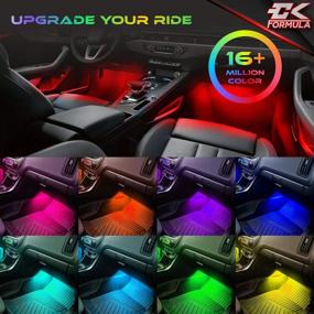 img 2 attached to 🚗 CK Formula Interior Car Lights - LED Light Strips for Cars with 16 Million RGB Colors, Bluetooth App Control, Music Sync Under Lighting Dashboard, Waterproof IP68 Rating, 12V DC Charger - 4pcs