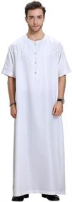 img 4 attached to GladThink Muslim Thobe Short Sleeves Men's Clothing