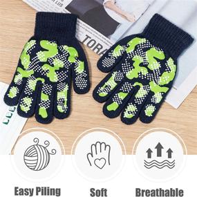 img 2 attached to Cozy and Stretchy: 12 Pairs Kids Winter Gloves for Boys and Girls