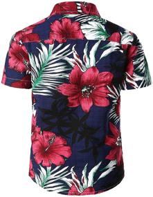 img 3 attached to 🌺 Floral Casual Button Hawaiian Boys' Tops, Tees & Shirts by JOGAL