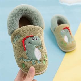 img 1 attached to 🦕 Dinosaur Winter Memory Foam Boys' Bedroom Slippers