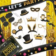 partyville photo booth props: glamorous 23-piece set with real gold glitter - perfect for weddings, birthdays, and roaring 20s parties! logo