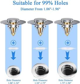 img 3 attached to 🛁 Upgraded Stainless Steel Bathroom Sink Stopper Pop Up - No Overflow & 1.06-1.96" Drain Holes - Universal Sink Drain Plug (1, Sliver)