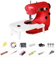 bruvoalon electric sewing machine: portable lightweight beginner's sewing machine with double thread, free arm, night light, foot pedal & adjustable 2-speed - ideal for tailors, arts & crafts (red) logo