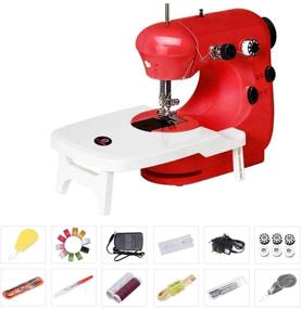 img 4 attached to Bruvoalon Electric Sewing Machine: Portable Lightweight Beginner's Sewing Machine with Double Thread, Free Arm, Night Light, Foot Pedal & Adjustable 2-Speed - Ideal for Tailors, Arts & Crafts (Red)