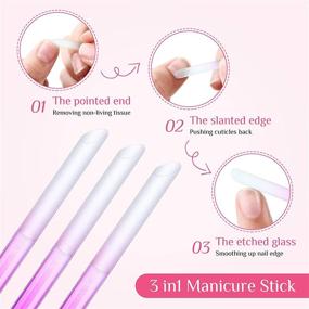 img 2 attached to 6-Piece Glass Cuticle Pusher & Nail File Set - Double-Sided Crystal Glass Files for Manicure Pedicure, Precision Filing & Cuticle Removal (Pink)