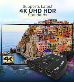 img 2 attached to 🔌 Fosmon 3-портовый HDMI переключатель 4K: автоматическое переключение, ультра HD 3D HDR, полное HD 1080P HDCP, HDMI разветвитель хаб - совместим с Apple TV, Roku, Fire TV Stick, HDTV, PS4, Xbox One, Chromecast