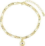 🏖️ dainty 14k gold plated anklets for women: stunning waterproof beach accessories for stylish women and teen girls logo