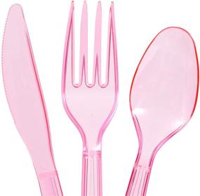 img 2 attached to 🍴 (Set of 16 Translucent Pink Forks, Spoons & Knives)