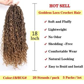 img 3 attached to Get Gorgeous with Aeagoo Goddess Locs Crochet Hair: Curly Wavy Braids for Black Women - 18 Inch Synthetic Ombre Boho Box Braid Extensions (5 Packs, 1B/27#)