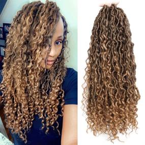 img 4 attached to Get Gorgeous with Aeagoo Goddess Locs Crochet Hair: Curly Wavy Braids for Black Women - 18 Inch Synthetic Ombre Boho Box Braid Extensions (5 Packs, 1B/27#)