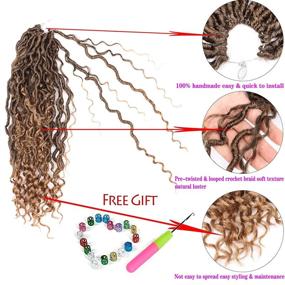 img 2 attached to Get Gorgeous with Aeagoo Goddess Locs Crochet Hair: Curly Wavy Braids for Black Women - 18 Inch Synthetic Ombre Boho Box Braid Extensions (5 Packs, 1B/27#)
