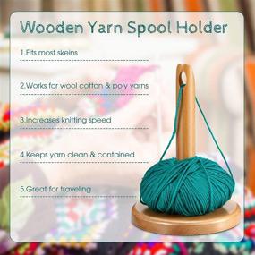 img 1 attached to 🧶 Wooden Yarn Holder with Middle Hole for Knitting Crochet - Prevents Yarn Tangling, Dispenses and Winds Accessories - Ideal Gift for Craft Enthusiasts