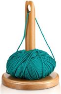 🧶 wooden yarn holder with middle hole for knitting crochet - prevents yarn tangling, dispenses and winds accessories - ideal gift for craft enthusiasts logo