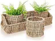 4-piece round seagrass wicker nesting storage basket set with rectangle tray by juvale logo
