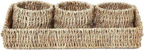 img 2 attached to 4-Piece Round Seagrass Wicker Nesting Storage Basket Set with Rectangle Tray by Juvale