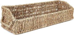 img 1 attached to 4-Piece Round Seagrass Wicker Nesting Storage Basket Set with Rectangle Tray by Juvale