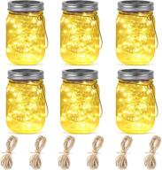 magical lighted mason jars: 6-pack solar lanterns for outdoor xmas tree & holiday decor - 30 led fairy lights & glass jars included логотип