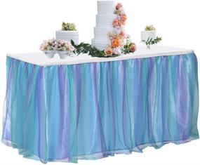 img 4 attached to 🧜 Mermaid Tutu Table Skirt 6ft: Adjustable Tulle Decor for Parties & Celebrations